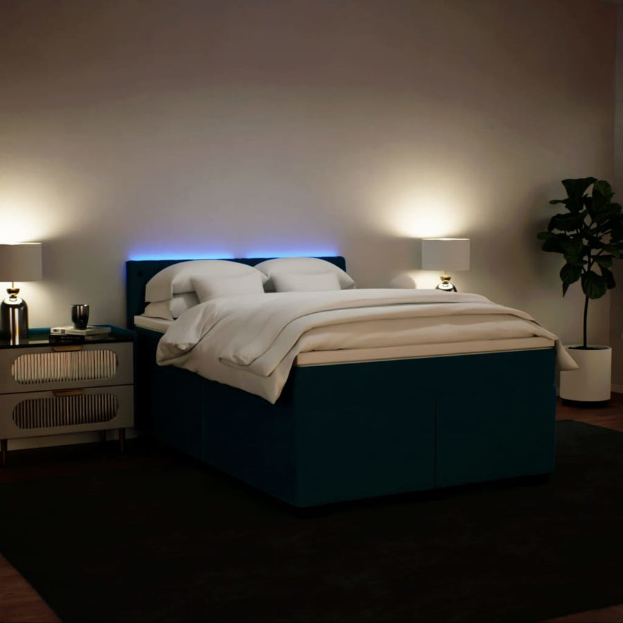 Boxspring met matras fluweel blauw 160x200 cm