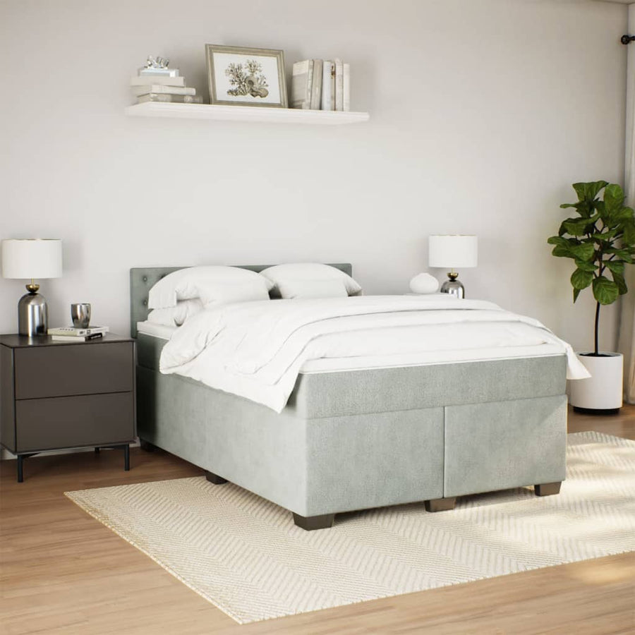 Boxspring met matras fluweel lichtgrijs 160x200 cm
