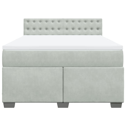 Boxspring met matras fluweel lichtgrijs 160x200 cm