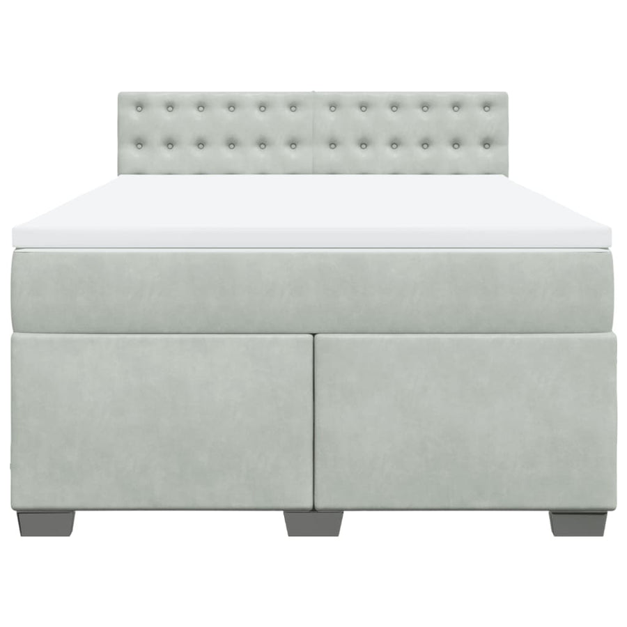 Boxspring met matras fluweel lichtgrijs 160x200 cm