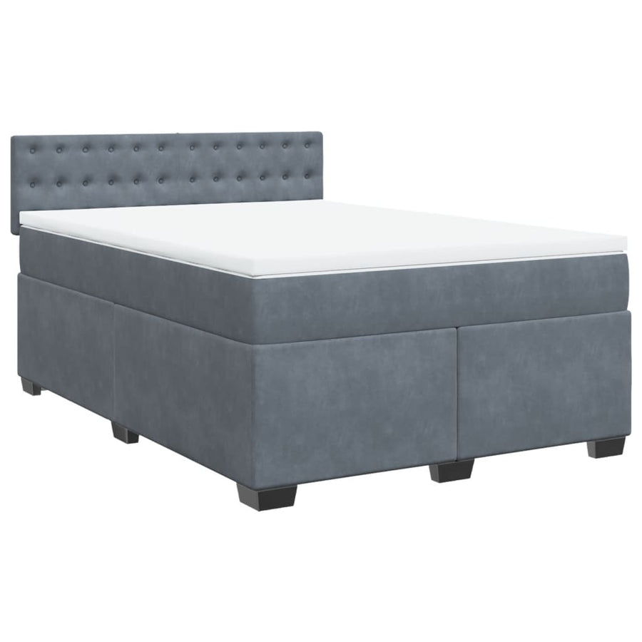Boxspring met matras fluweel donkergrijs 160x200 cm