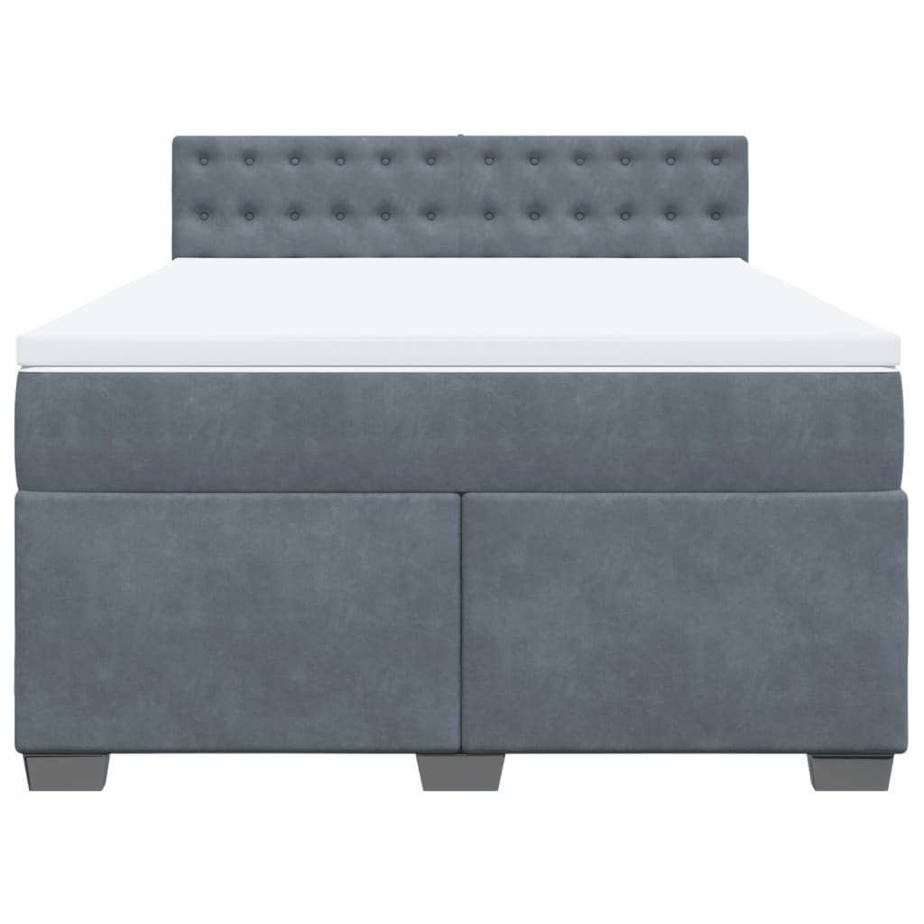 Boxspring met matras fluweel donkergrijs 160x200 cm
