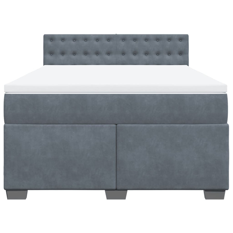 Boxspring met matras fluweel donkergrijs 160x200 cm