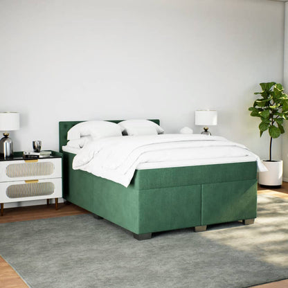 Boxspring met matras fluweel donkergroen 160x200 cm
