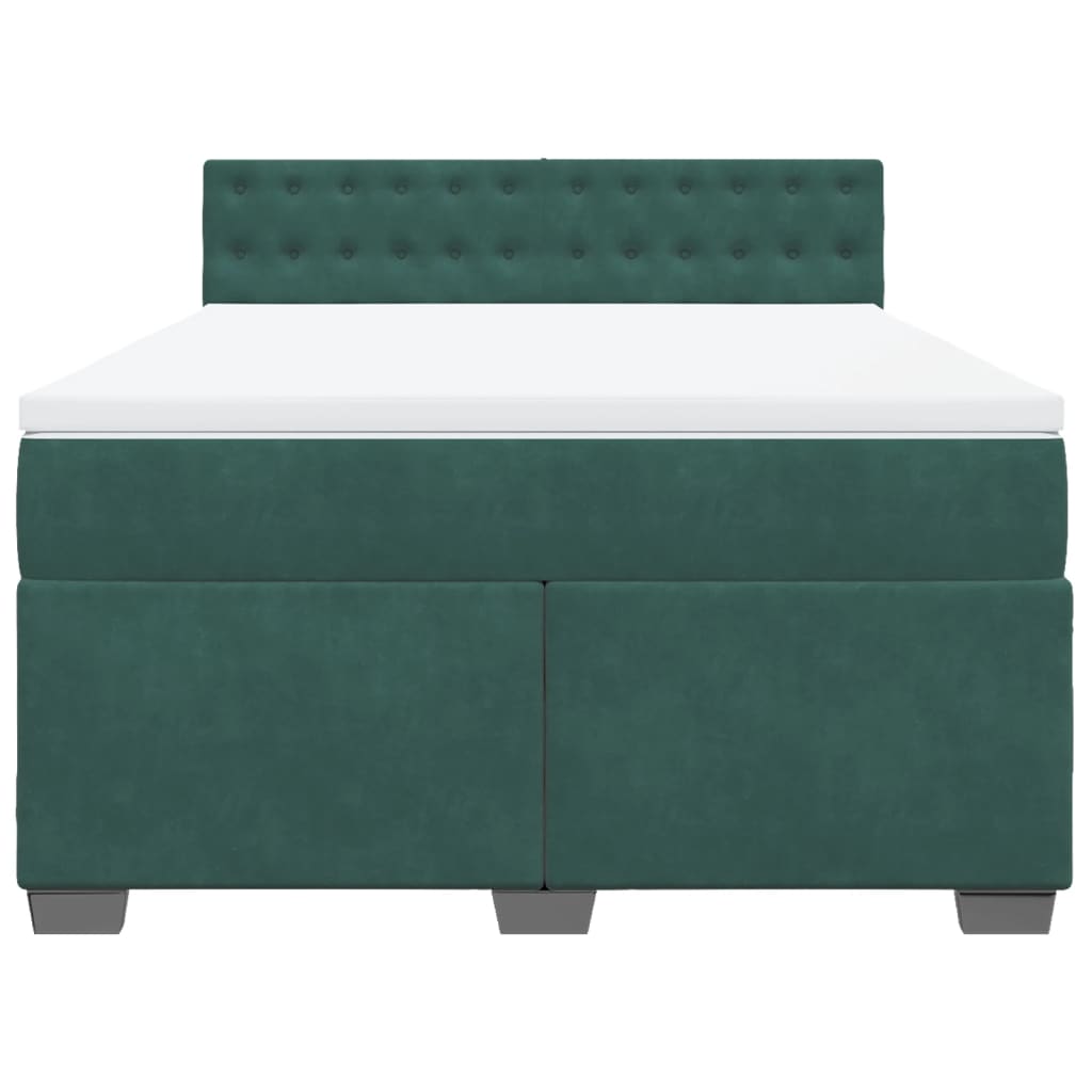 Boxspring met matras fluweel donkergroen 160x200 cm
