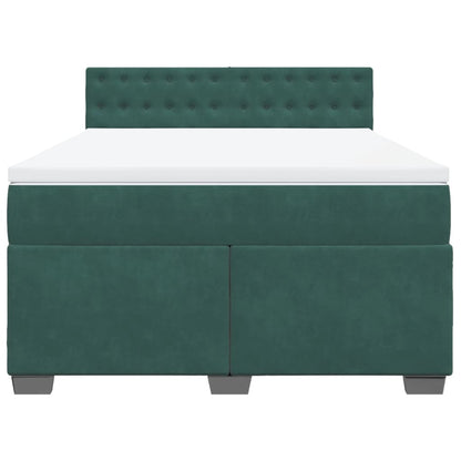 Boxspring met matras fluweel donkergroen 160x200 cm