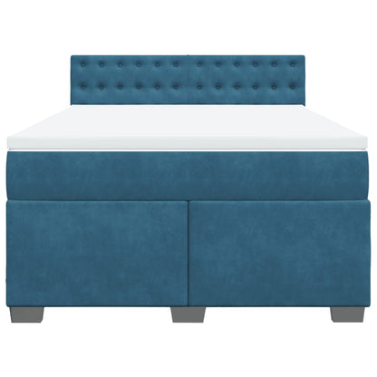 Boxspring met matras fluweel blauw 160x200 cm