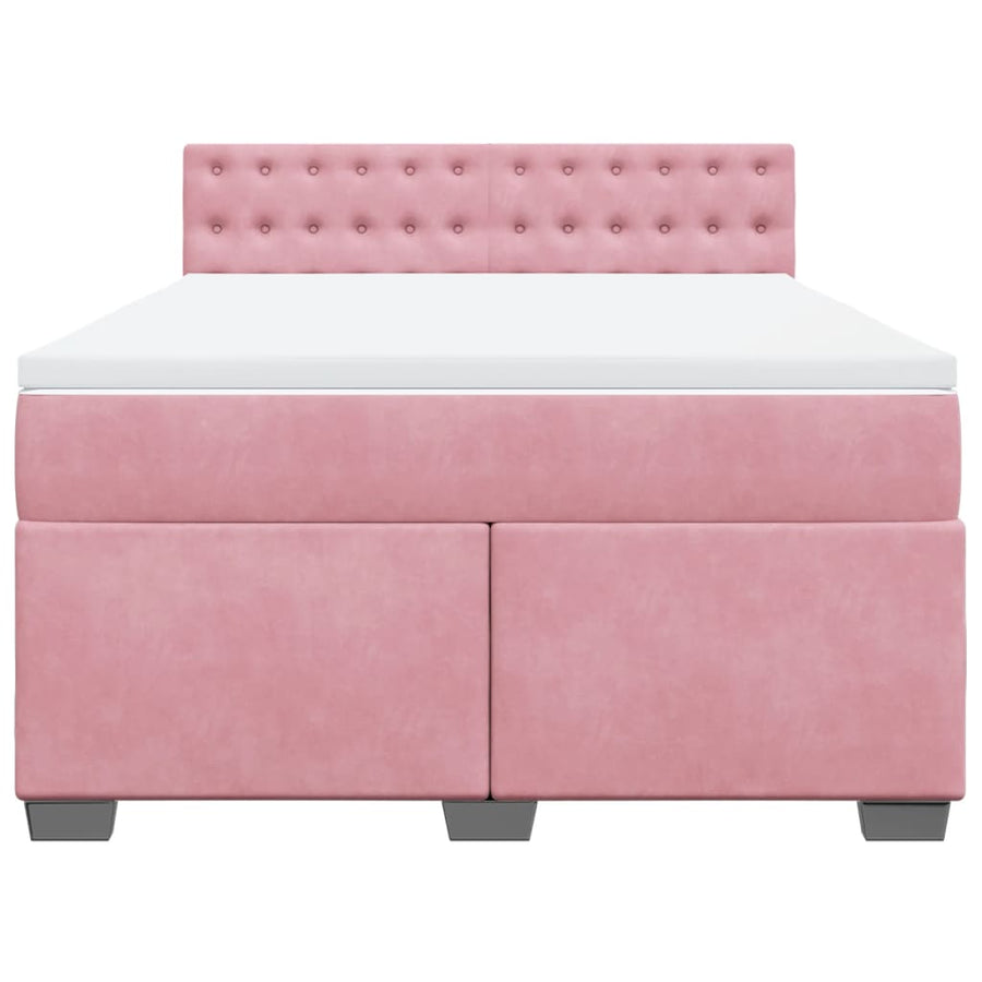 Boxspring met matras fluweel roze 160x200 cm