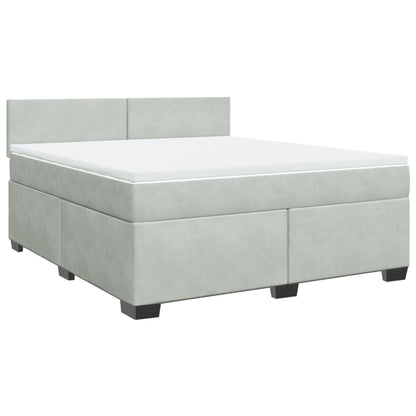Boxspring met matras fluweel lichtgrijs 180x200 cm