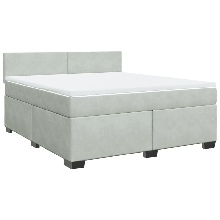 Boxspring met matras fluweel lichtgrijs 180x200 cm