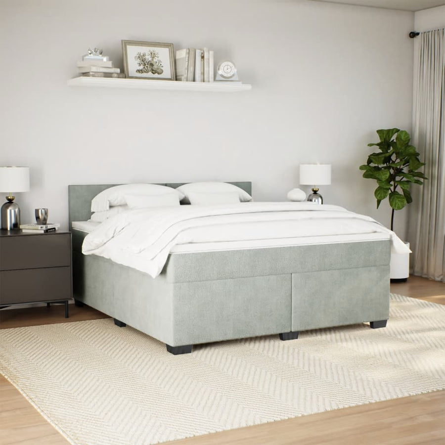 Boxspring met matras fluweel lichtgrijs 180x200 cm