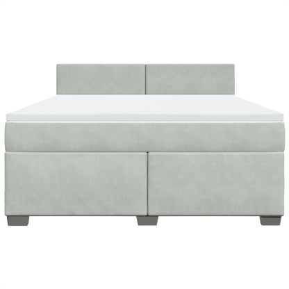 Boxspring met matras fluweel lichtgrijs 180x200 cm