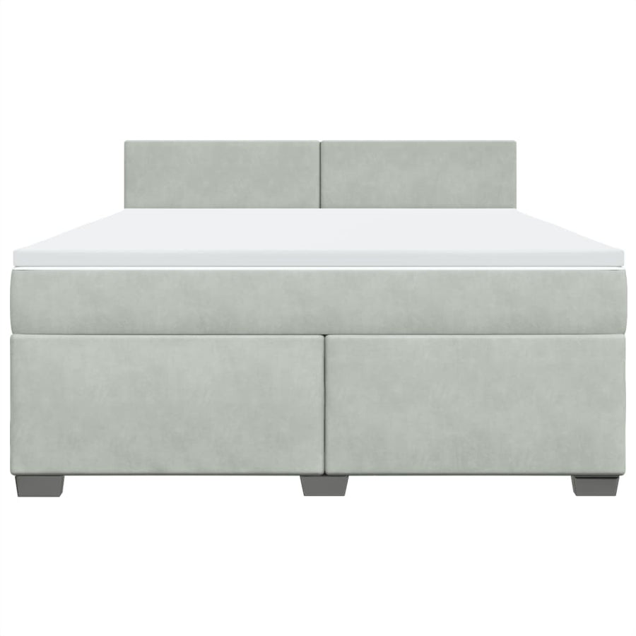 Boxspring met matras fluweel lichtgrijs 180x200 cm