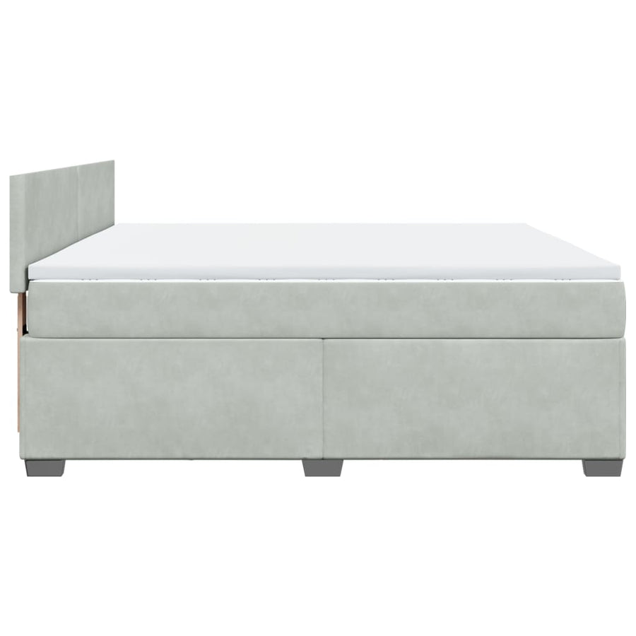 Boxspring met matras fluweel lichtgrijs 180x200 cm