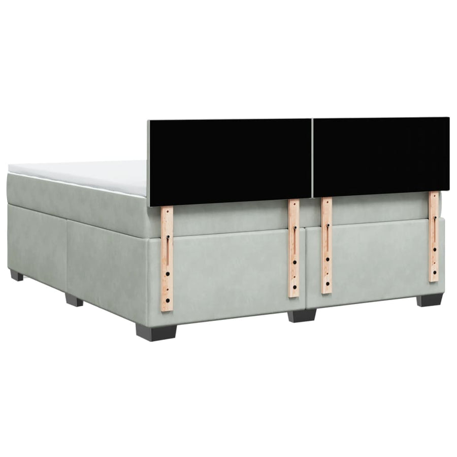 Boxspring met matras fluweel lichtgrijs 180x200 cm
