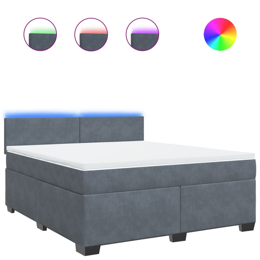 Boxspring met matras fluweel donkergrijs 180x200 cm
