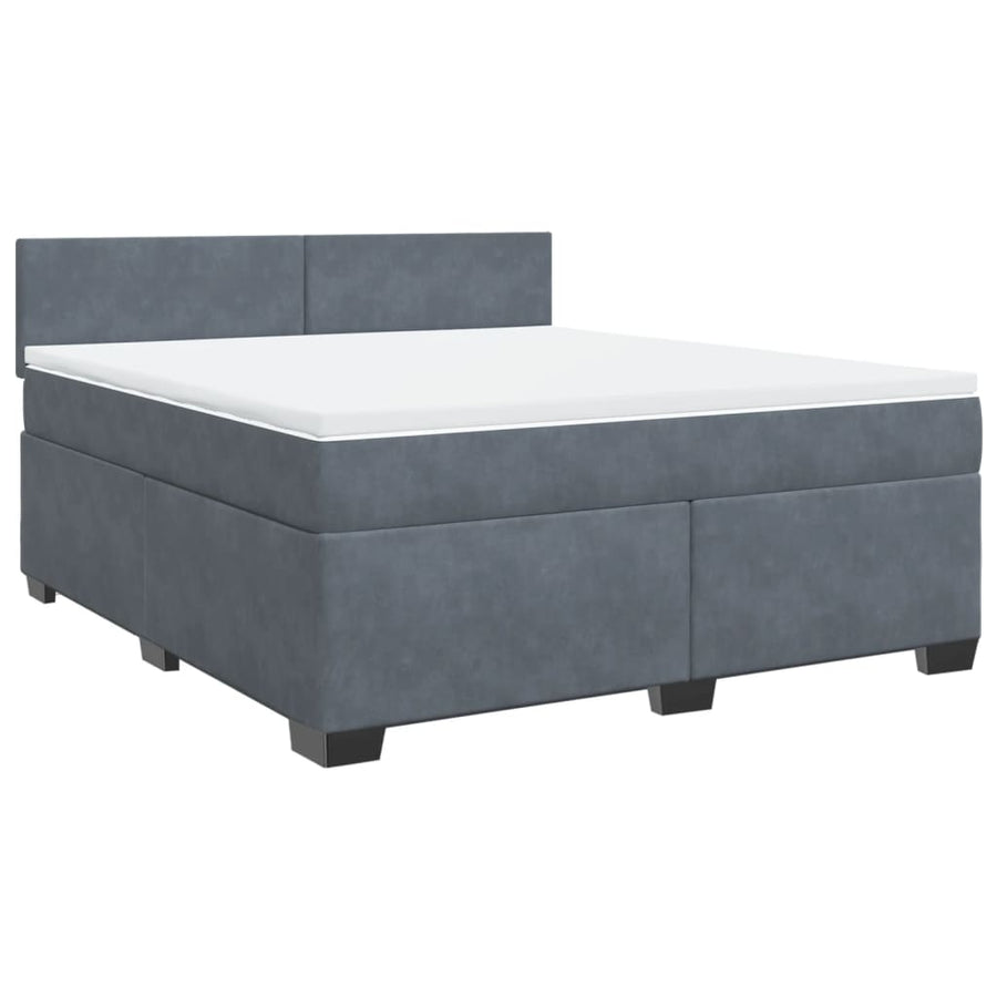 Boxspring met matras fluweel donkergrijs 180x200 cm