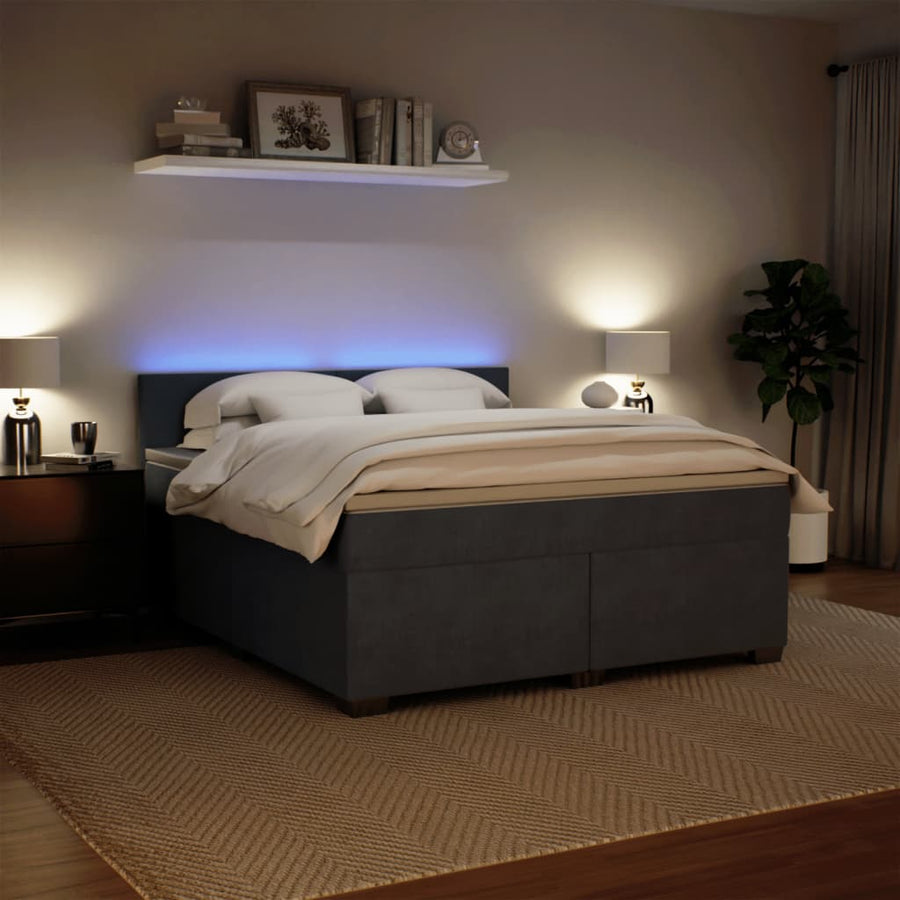 Boxspring met matras fluweel donkergrijs 180x200 cm
