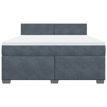 Boxspring met matras fluweel donkergrijs 180x200 cm