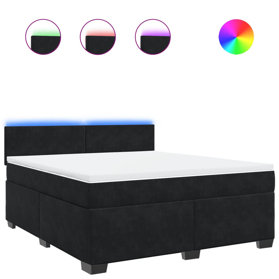Boxspring met matras fluweel zwart 180x200 cm