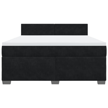 Boxspring met matras fluweel zwart 180x200 cm