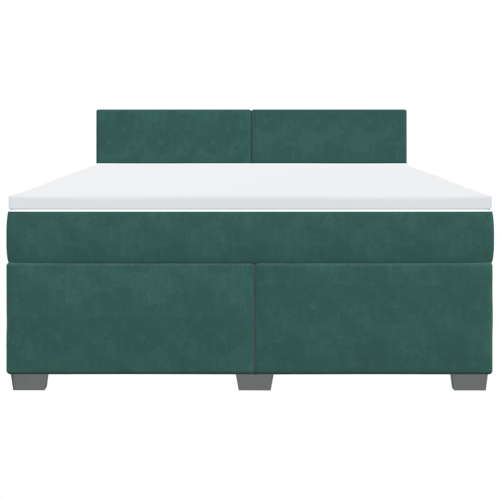 Boxspring met matras fluweel donkergroen 180x200 cm