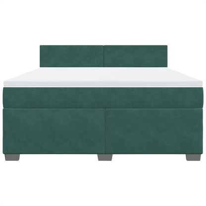 Boxspring met matras fluweel donkergroen 180x200 cm