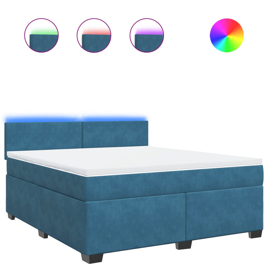 Boxspring met matras fluweel blauw 180x200 cm
