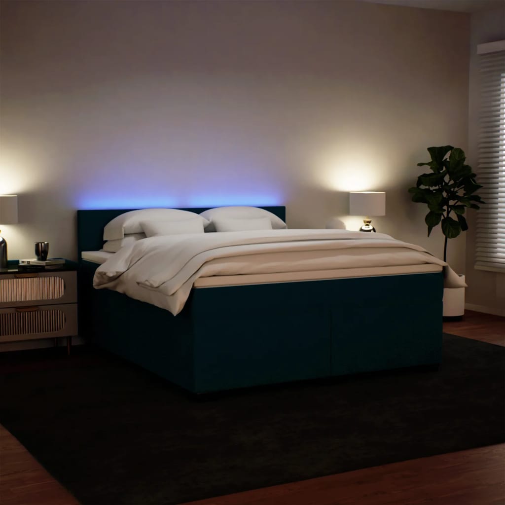 Boxspring met matras fluweel blauw 180x200 cm