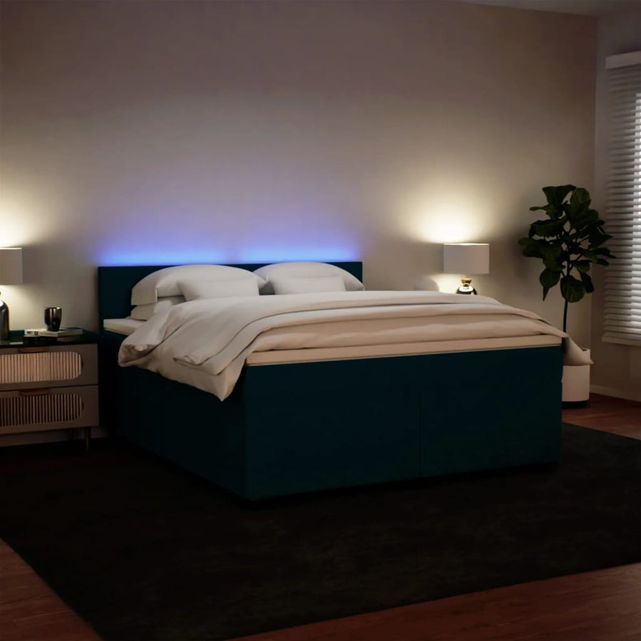 Boxspring met matras fluweel blauw 180x200 cm