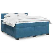 Boxspring met matras fluweel blauw 180x200 cm