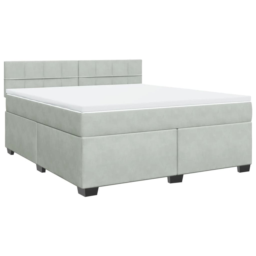 Boxspring met matras fluweel lichtgrijs 180x200 cm