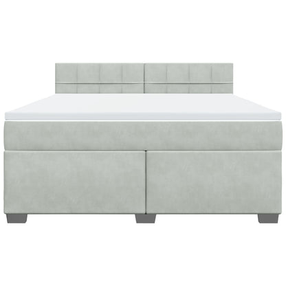 Boxspring met matras fluweel lichtgrijs 180x200 cm