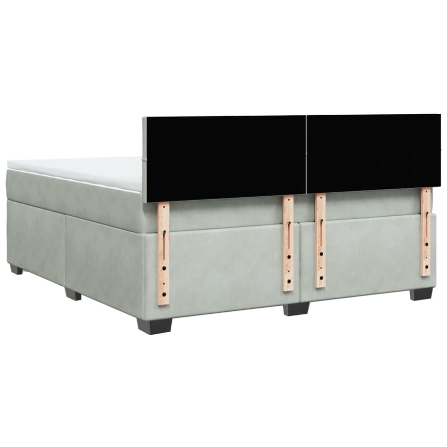 Boxspring met matras fluweel lichtgrijs 180x200 cm