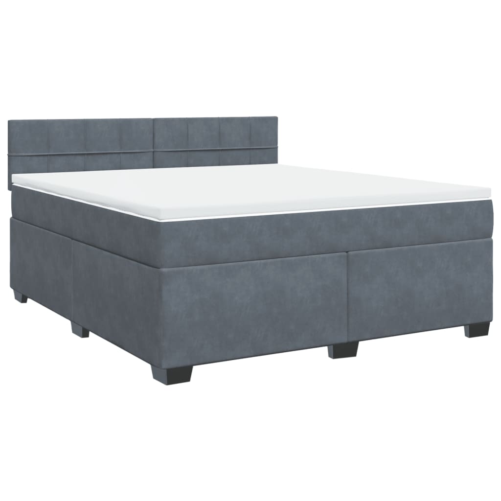 Boxspring met matras fluweel donkergrijs 180x200 cm