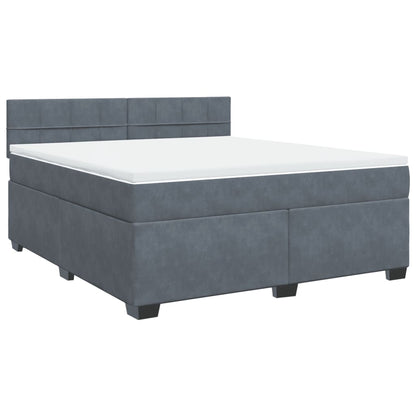 Boxspring met matras fluweel donkergrijs 180x200 cm