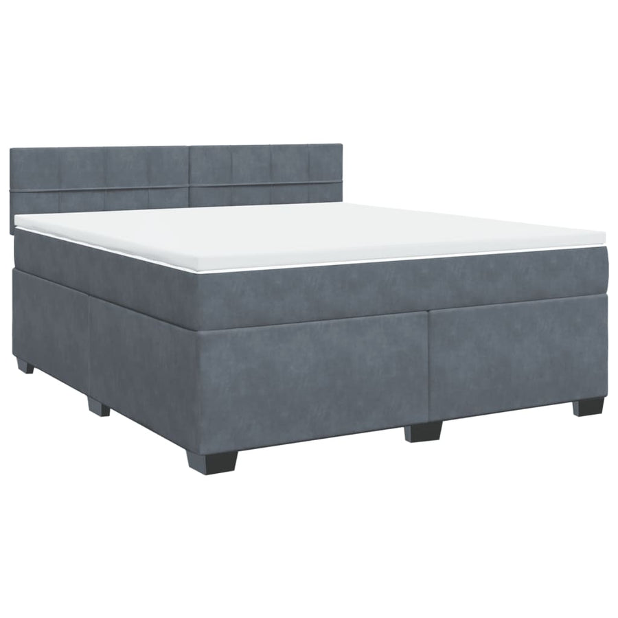 Boxspring met matras fluweel donkergrijs 180x200 cm