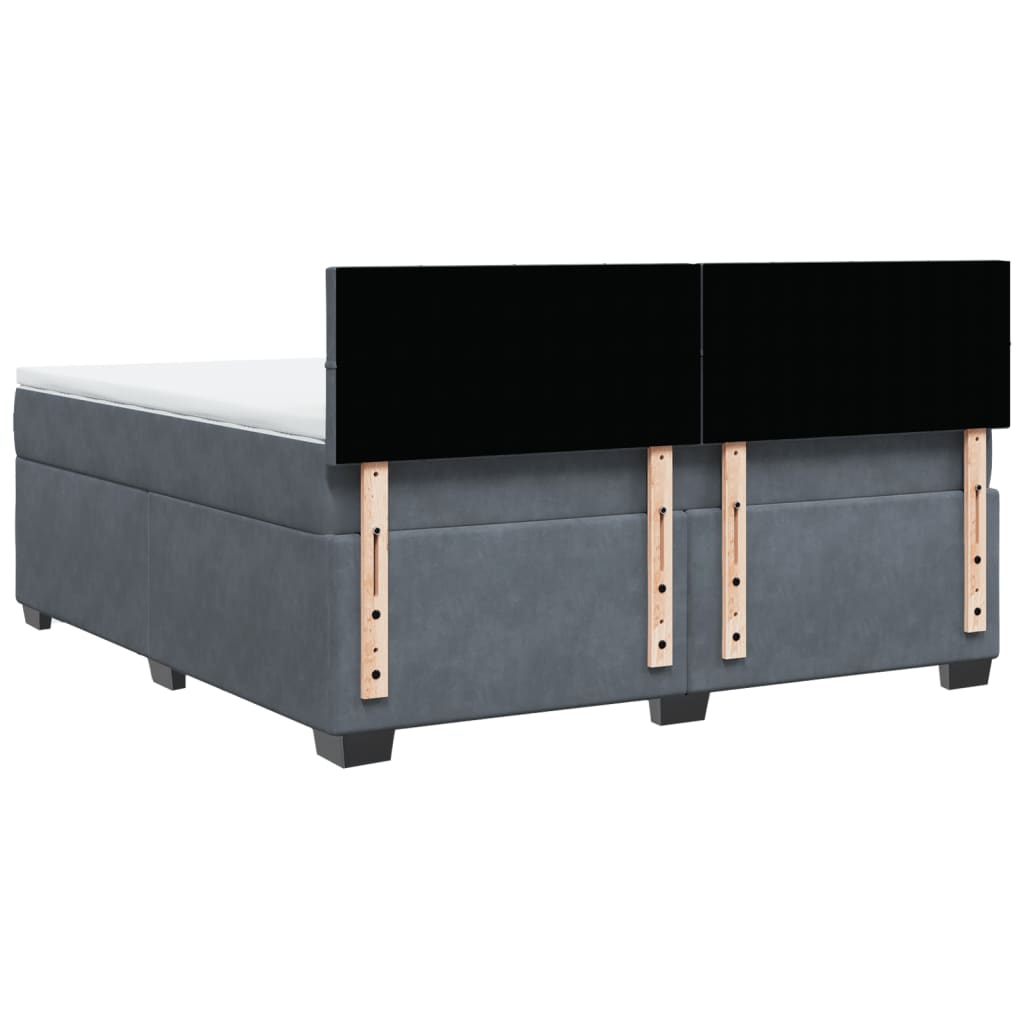 Boxspring met matras fluweel donkergrijs 180x200 cm