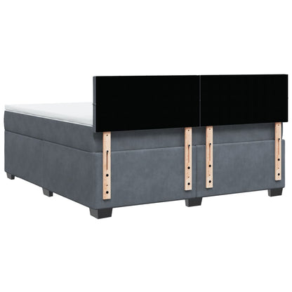 Boxspring met matras fluweel donkergrijs 180x200 cm