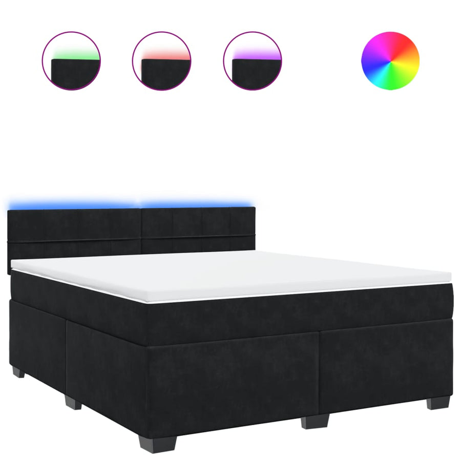 Boxspring met matras fluweel zwart 180x200 cm