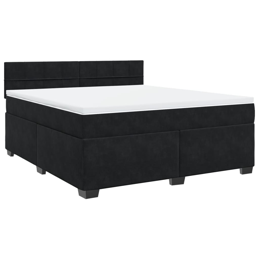 Boxspring met matras fluweel zwart 180x200 cm