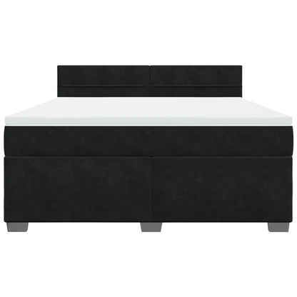 Boxspring met matras fluweel zwart 180x200 cm