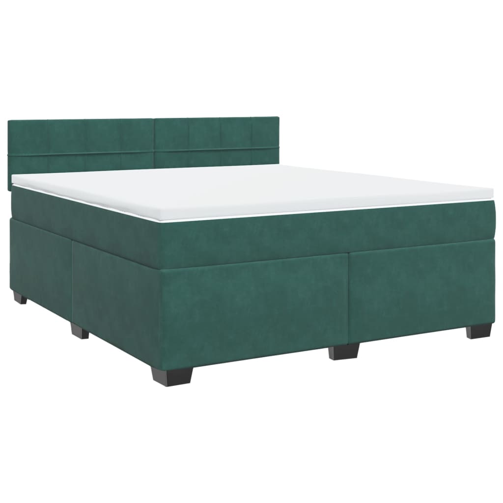 Boxspring met matras fluweel donkergroen 180x200 cm