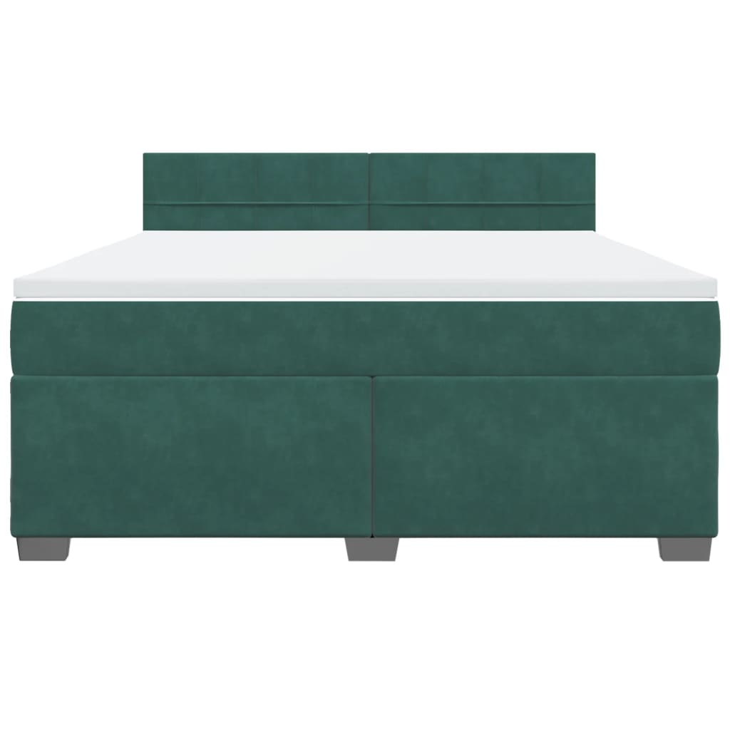 Boxspring met matras fluweel donkergroen 180x200 cm