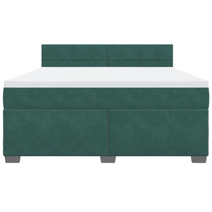 Boxspring met matras fluweel donkergroen 180x200 cm