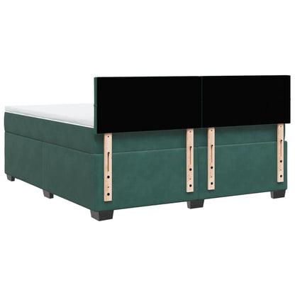 Boxspring met matras fluweel donkergroen 180x200 cm
