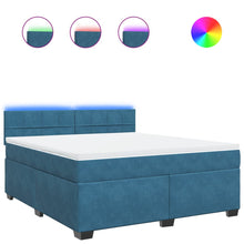 Boxspring met matras fluweel blauw 180x200 cm