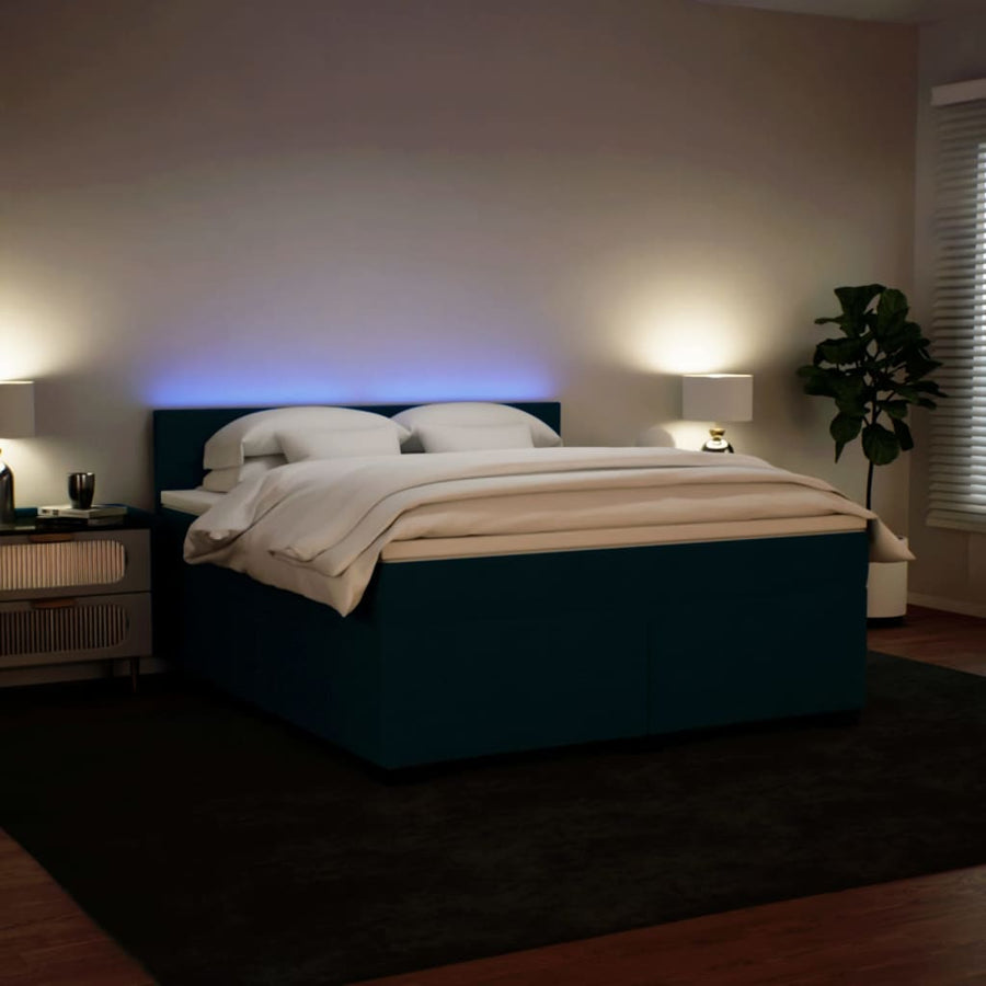 Boxspring met matras fluweel blauw 180x200 cm