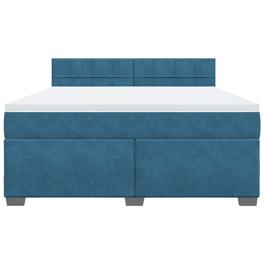 Boxspring met matras fluweel blauw 180x200 cm