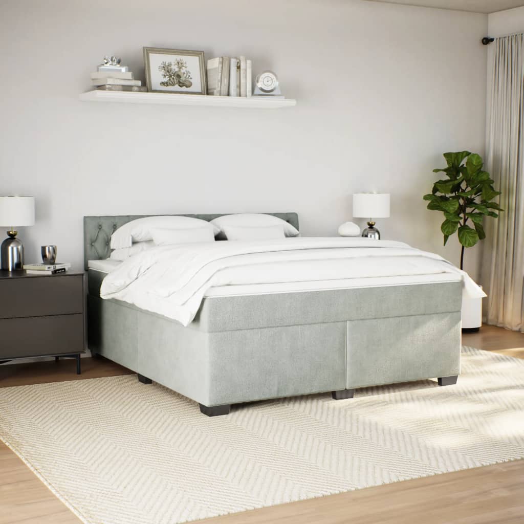 Boxspring met matras fluweel lichtgrijs 180x200 cm
